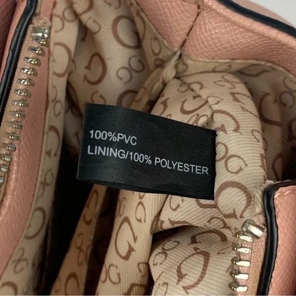 Guess Handbag Y2k Salmon Pink Double Handle Tote Satchel Bag PVC Purse - Picture 15 of 16